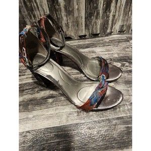 BANDOLINO‎ Womens Shoes Heels Metallic Silver Floral Fabric BOARMORY Size US 7.5